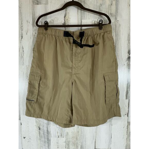 Eddie Bauer Mens Cargo Shorts Size XXL Adjustable Belted Waist Khaki Tan READ - Picture 1 of 14